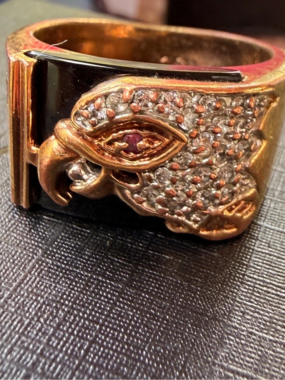 Men's Vintage RSC Eagle Head Black Onyx Statement Ring